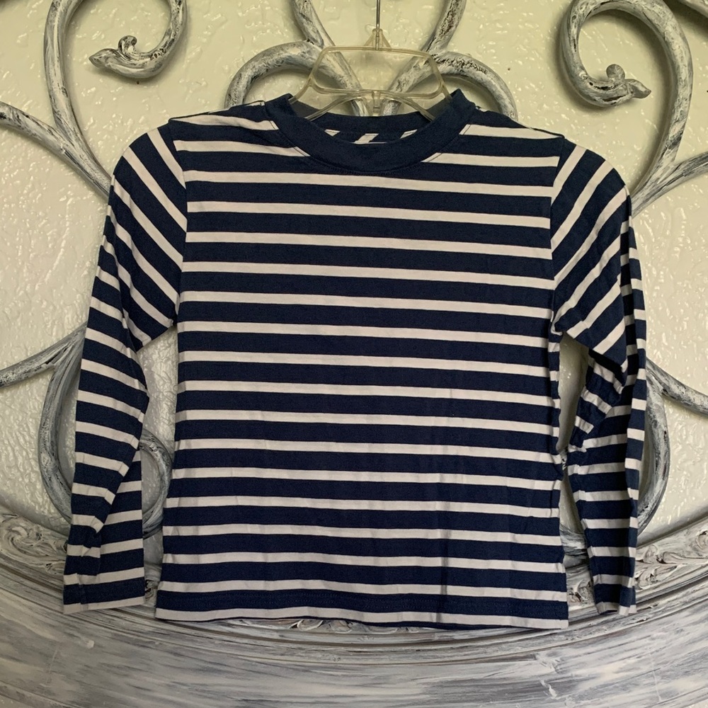 Crewcuts Navy and White Striped Long Sleeve Tee